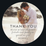 Wedding Day Photo Thank You Favour Stickers<br><div class="desc">Customize these wedding favour thank you stickers with your favourite wedding day photograph,  your message and names.</div>
