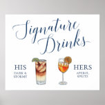 Wedding Day Signature Cocktails Poster<br><div class="desc">Wedding Day His & Hers Signature Cocktails</div>