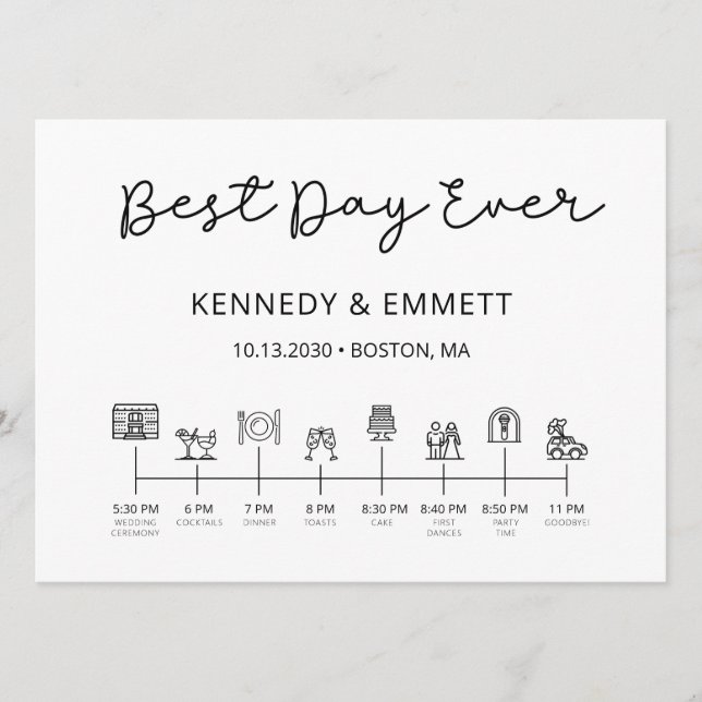 Wedding Day Timeline Program (Front)
