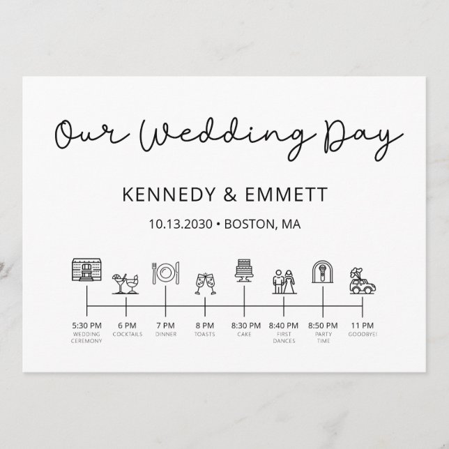 Wedding Day Timeline Program (Front)
