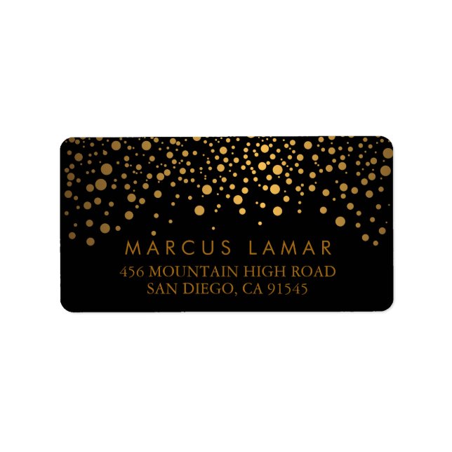 Wedding Day Trendy Gold Dots on Black Label (Front)
