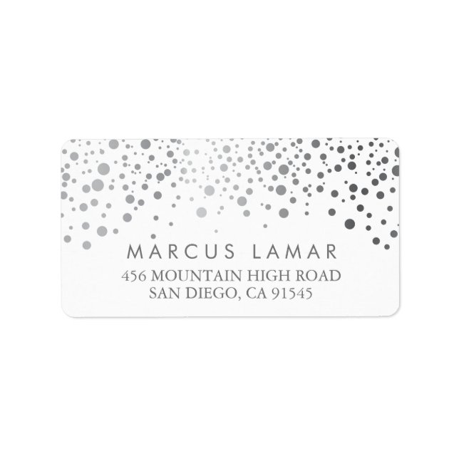Wedding Day Trendy Silver Dots Label (Front)