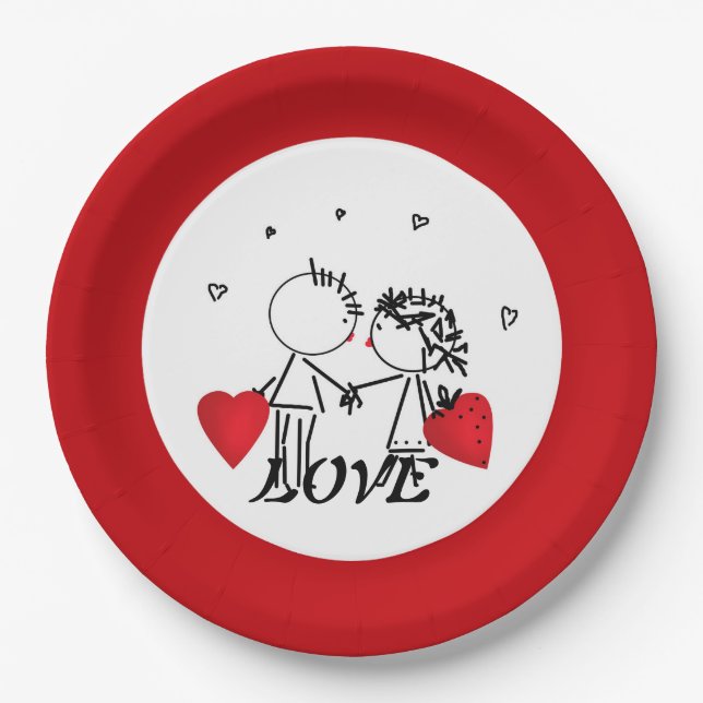 Wedding , day Valenine , love Paper Plate (Front)