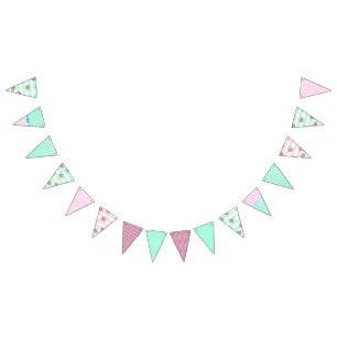 Wedding Decor Floral Pink and Teal Banner