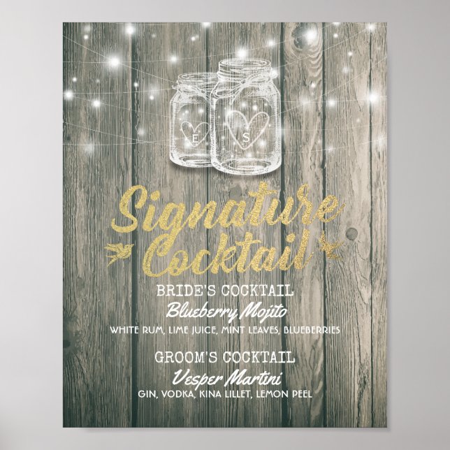 Wedding Decor Sign Signature Cocktail Drink Menu (Front)