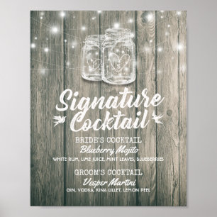 Wedding Decor Sign Signature Cocktail Drink Menu