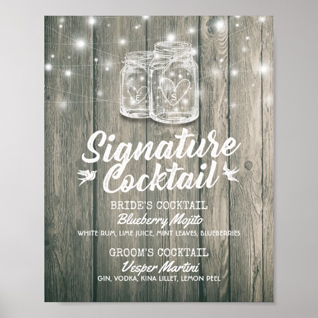 Wedding Decor Sign Signature Cocktail Drink Menu (Front)