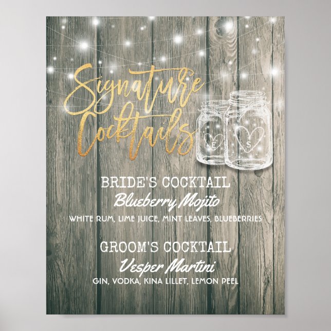 Wedding Decor Sign Signature Cocktail Drink Menu (Front)