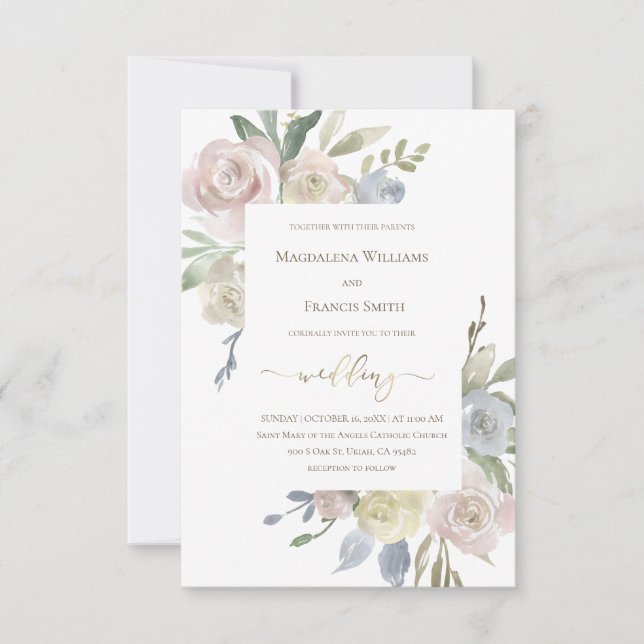 wedding delicate flowers bouquets Invitation (Front)