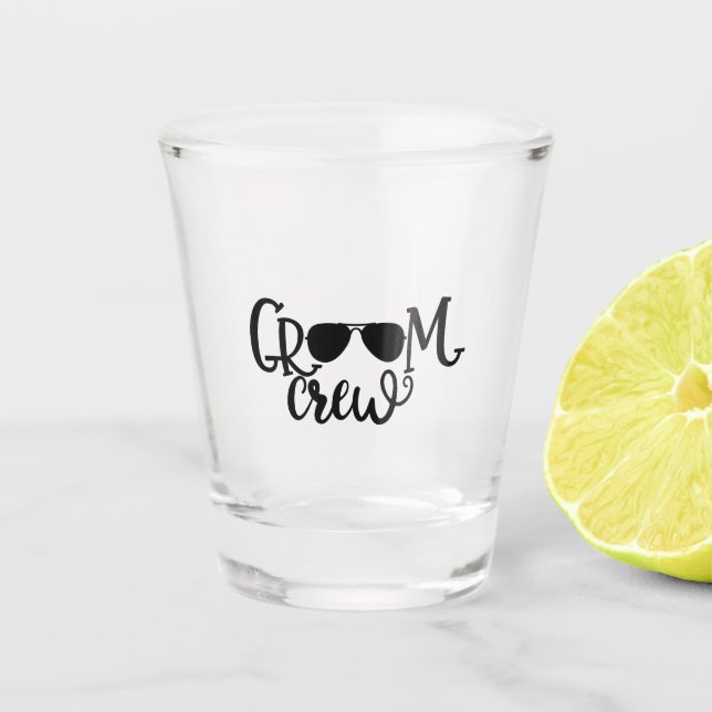 Wedding Design Groom Crew Shot Glass (Front)