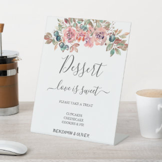 Wedding Dessert Bar Love Sweet Custom Dusty  Pedestal Sign