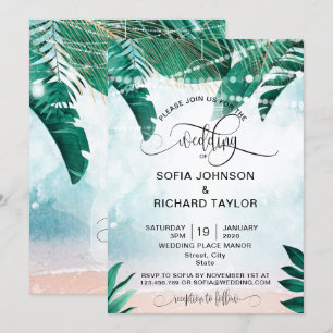 wedding destination island beach ocean invitation