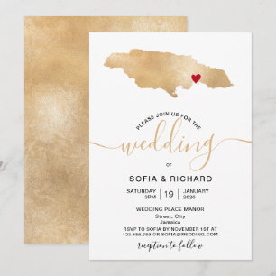 Wedding Destination Jamaica Moveable Heart Invitation
