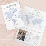 Wedding Destination Passport Blue World Map Blue Invitation<br><div class="desc">Modern and Elegant World Map Invitation Wedding Destination,  like passport. Blue lavender watercolor world map</div>
