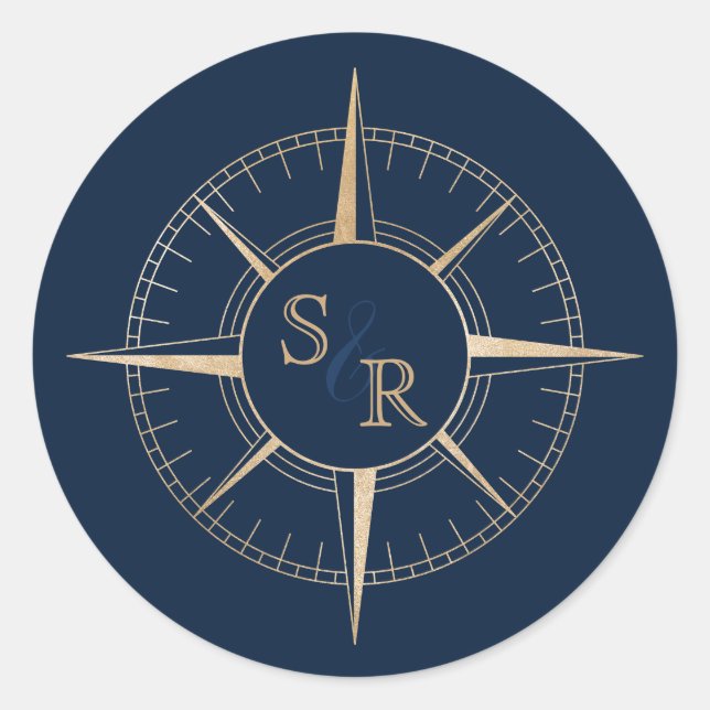 Wedding Destination Passport Compass Thank You Classic Round Sticker (Front)