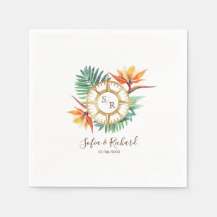 Wedding Destination Passport Compass Thank You Napkin