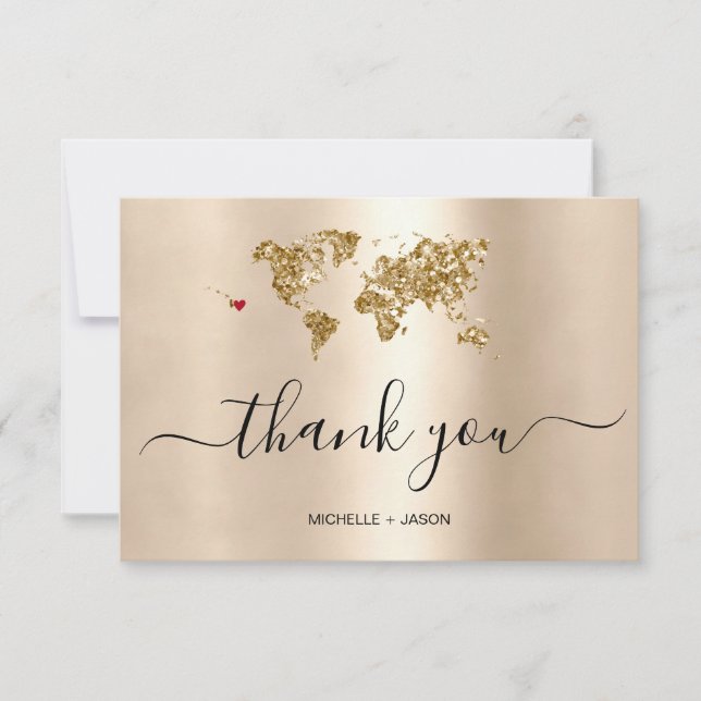 Wedding Destination Passport Hawaii Thank You RSVP Card (Front)