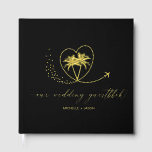 Wedding Destination Passport Palm Tree Thank You Guest Book