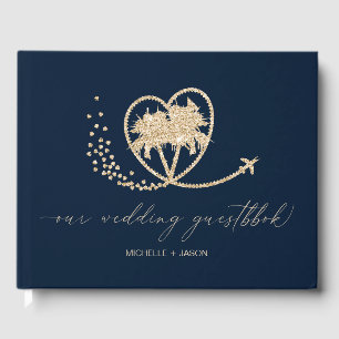 Wedding Destination Passport Palm Tree Thank You Guest Book