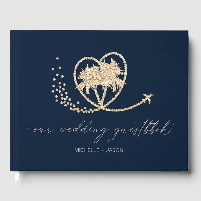 Wedding Destination Passport Palm Tree Thank You Guest Book (Front)