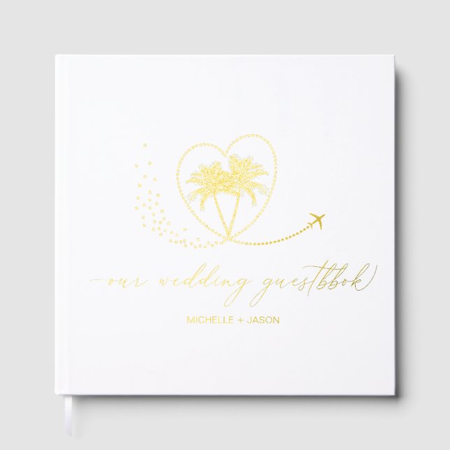 Wedding Destination Passport Palm Tree Thank You Guest Book (Front)