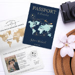 Wedding Destination Passport World Map Barbados Invitation<br><div class="desc">Modern and Elegant World Map Invitation Wedding Destination,  like passport. Barbados location can be changed</div>
