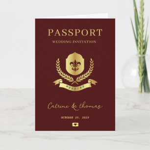 Wedding Destination Passport World Map Invitation