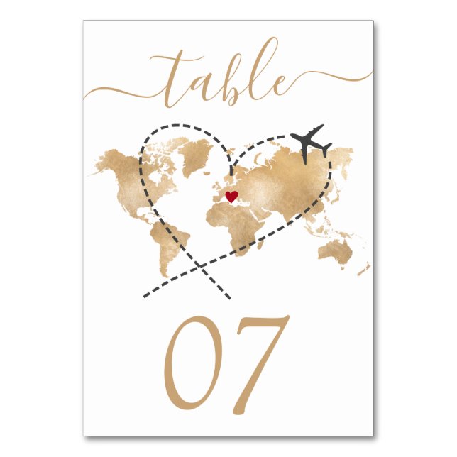 Wedding Destination Passport World Map Italy Table Table Number (Front)