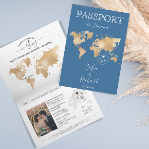 Wedding Destination Passport World Map JAMAICA Inv Invitation