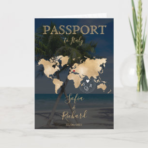 Wedding Destination Passport  World Map Palm Beach Invitation