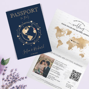 Wedding Destination Passport World Map QR Code Invitation