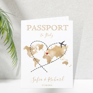 Wedding Destination Passport World Map QR Code Invitation