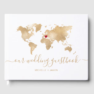 Wedding Destination Passport World Map Thank You Guest Book