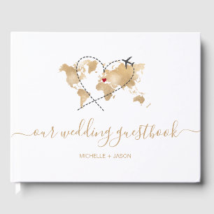 Wedding Destination Passport World Map Thank You Guest Book