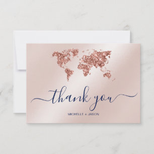 Wedding Destination Passport World Map Thank You RSVP Card