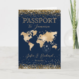 Wedding Destination Passport World Map tropical In Invitation