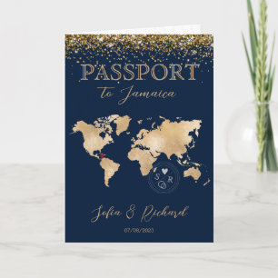 Wedding Destination Passport World Map tropical Invitation