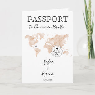Wedding Destination Passport World Map Two Brides Invitation