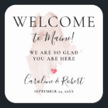 Wedding Destination Welcome Guests Favour Square S Square Sticker<br><div class="desc">Welcome guests to your destination wedding with personalized stickers featuring map of state or country wedding location. Text can be changed to city of your wedding and all text can be fully customized.</div>