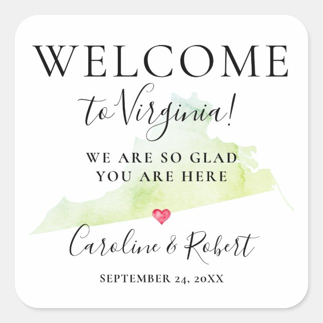 Wedding Destination Welcome Guests Favour Square Sticker (Front)