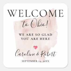 Wedding Destination Welcome Guests Favour Square Sticker
