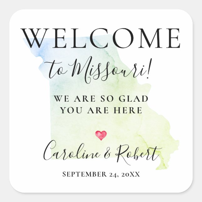 Wedding Destination Welcome Guests Favour Square Sticker (Front)