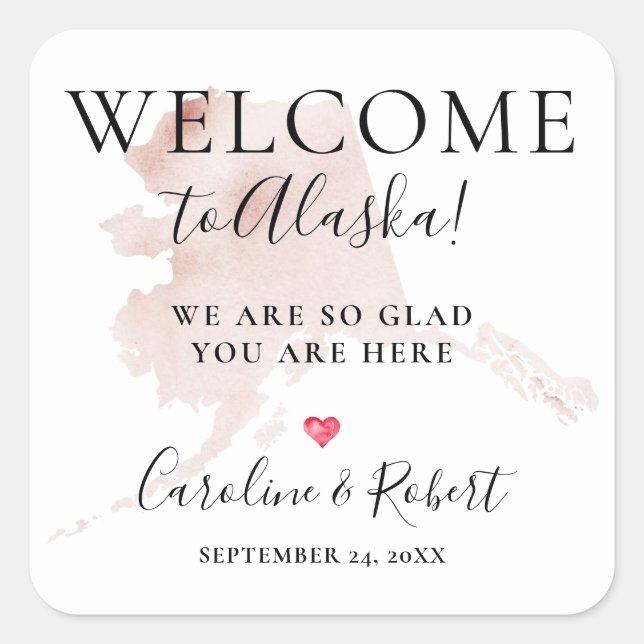 Wedding Destination Welcome Guests Favour Square Sticker (Front)