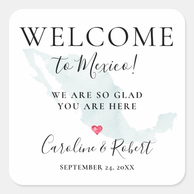 Wedding Destination Welcome Guests Favour Square Sticker (Front)