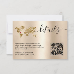 Wedding Destination World Map Details QR Code RSVP Card