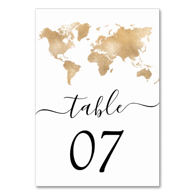 Wedding Destination World Map Table Number (Back)