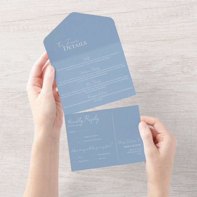Wedding Detail and RSVP All In One Tri-Fold Invitation (Tearaway)