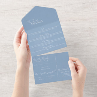 Wedding Detail and RSVP All In One Tri-Fold Invitation