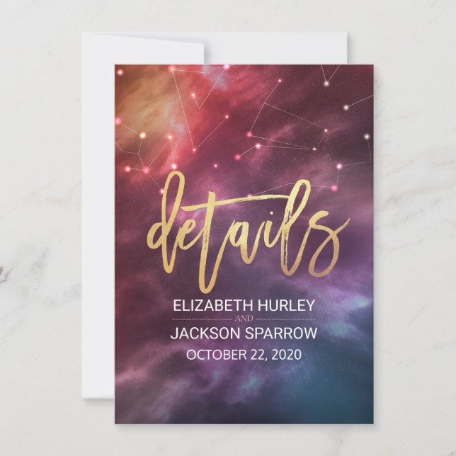 Wedding Detail Enclosure Star Nebula Constellation Invitation (Front)