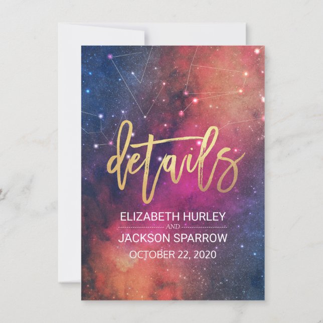 Wedding Detail Gorgeous Star Nebula Constellations Invitation (Back)